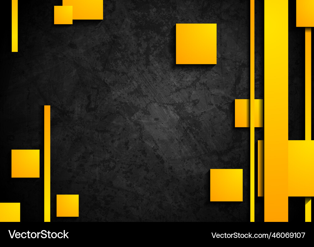 Orange tech elements on dark grunge background Vector Image