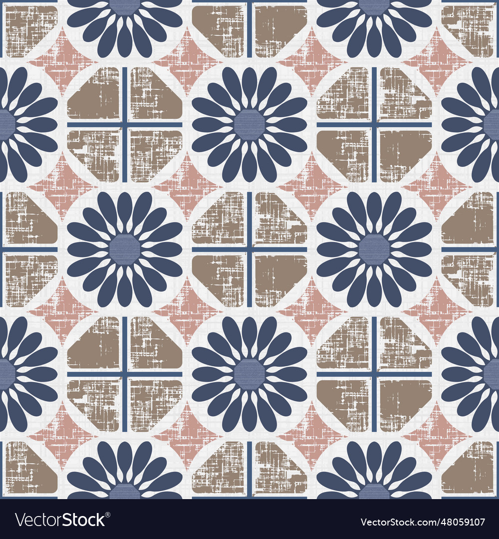 Seamless octagonal fall bloom fabric pattern vector image Seamless octagonal fall bloom fabric pattern