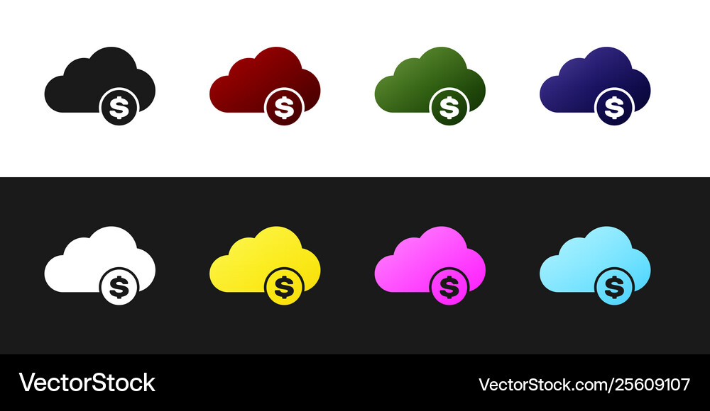 Set cryptocurrency cloud mining icon isolated Vector Image