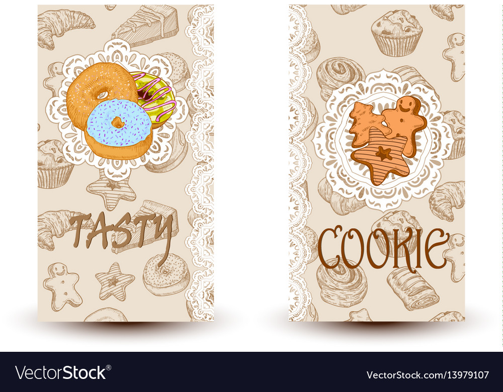 Tasty and cookiesdesign elements in sketch style