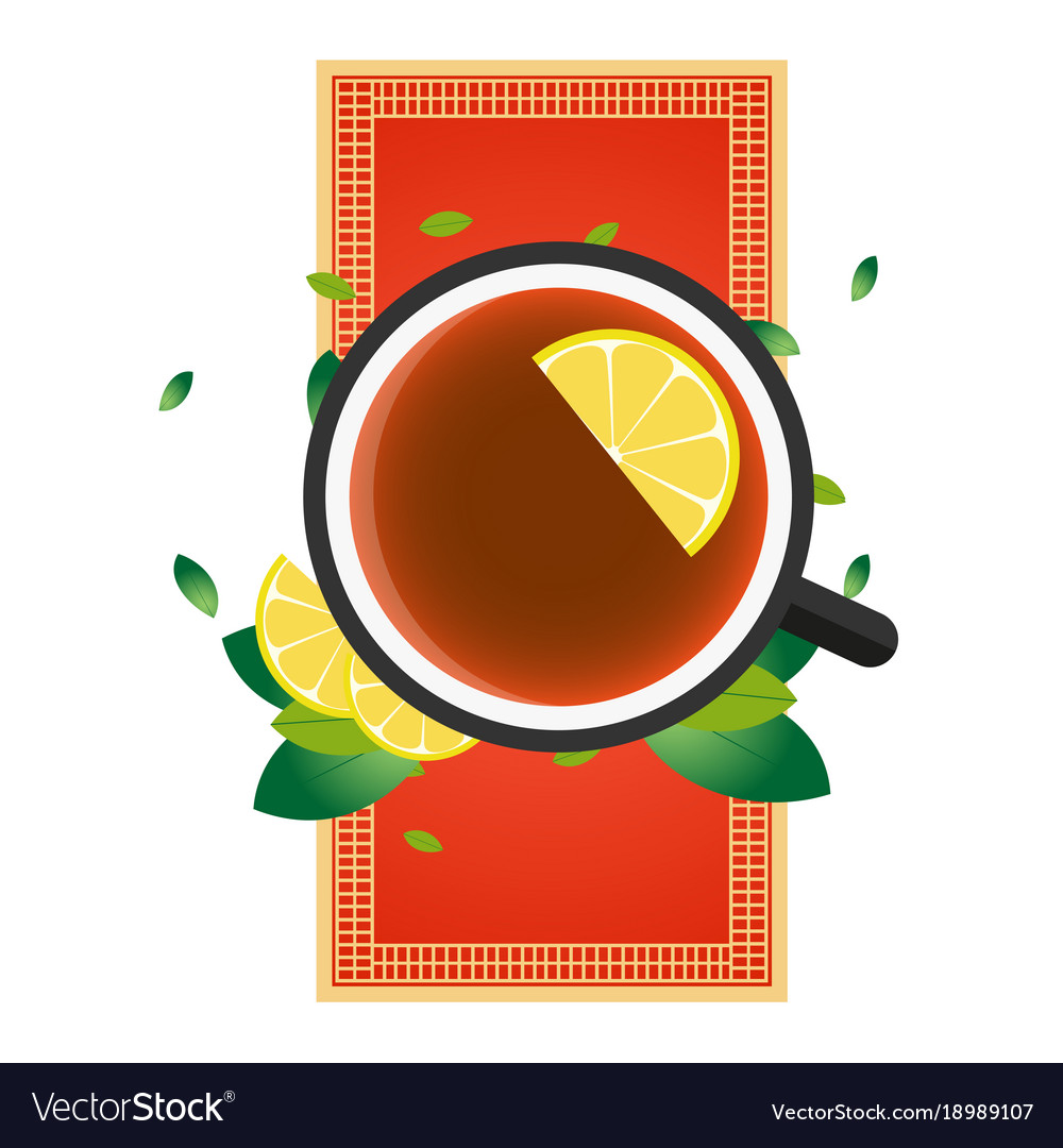 Tea time cup of with lemon chinese