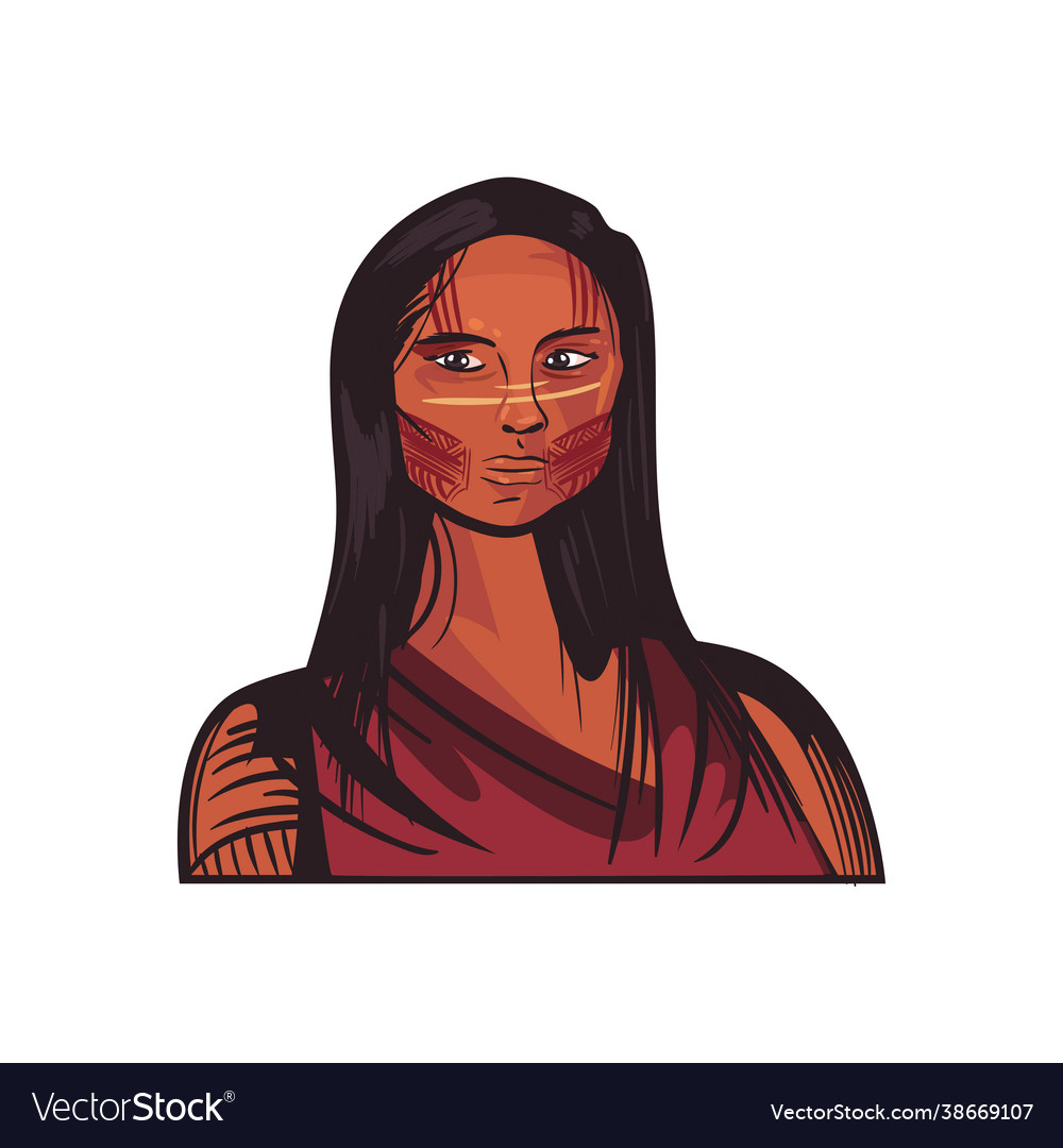 Vector Cute Cartoon Character Indigenous Woman Stock Vector Royalty ...