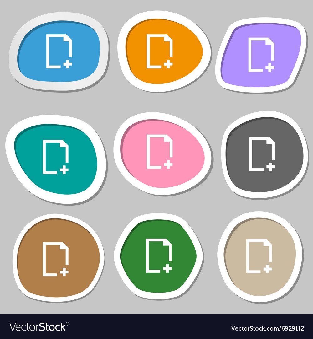 Add file symbols multicolored paper stickers