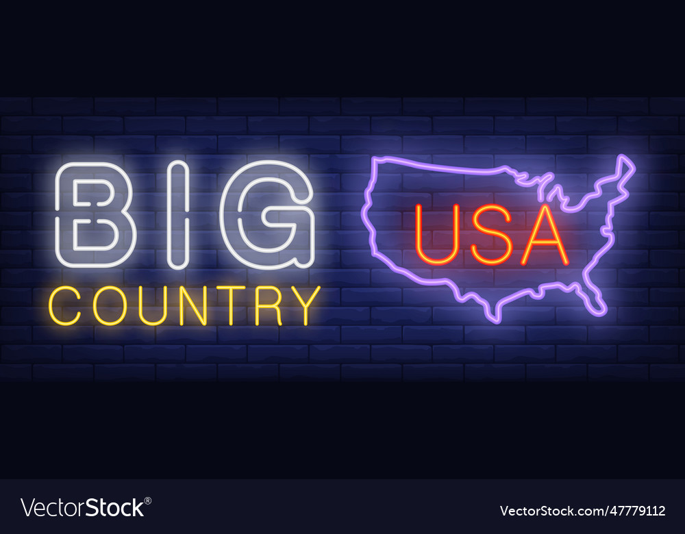 Großland neon text mit usa map silhouette