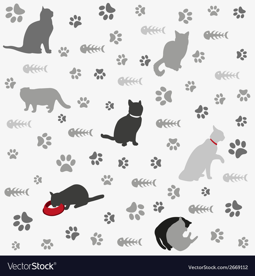 Cat Paw Print & Fishbone Pattern