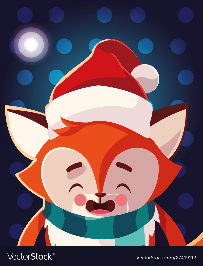 Christmas card fox with hat and scarf