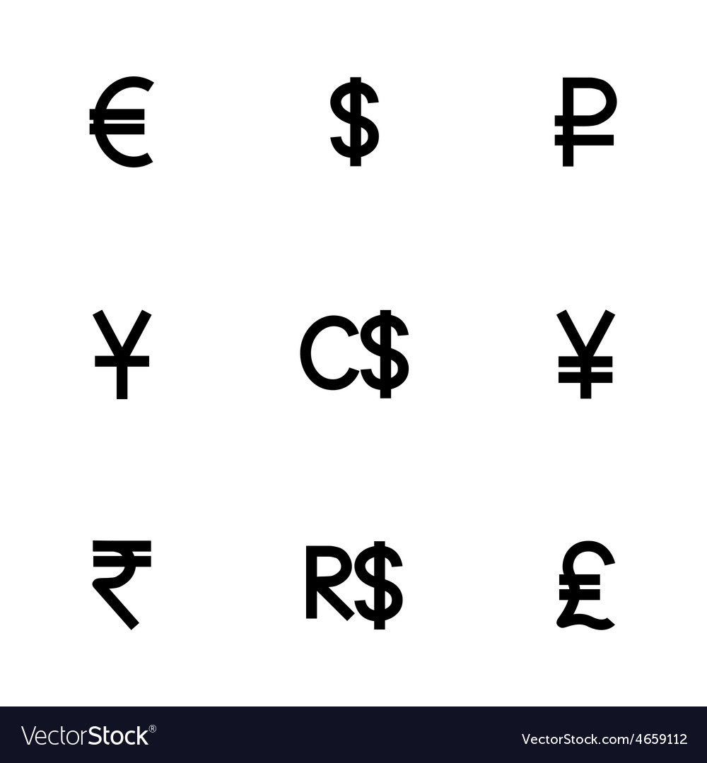 Currency symbol icon set Royalty Free Vector Image