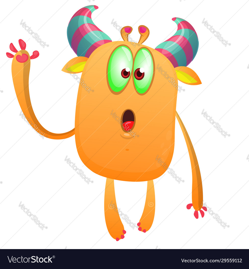 Cute and funny surprised monster Royalty Free Vector Image