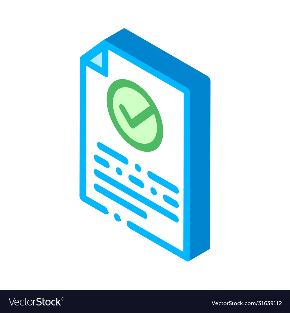 Document text file with approved mark isometric