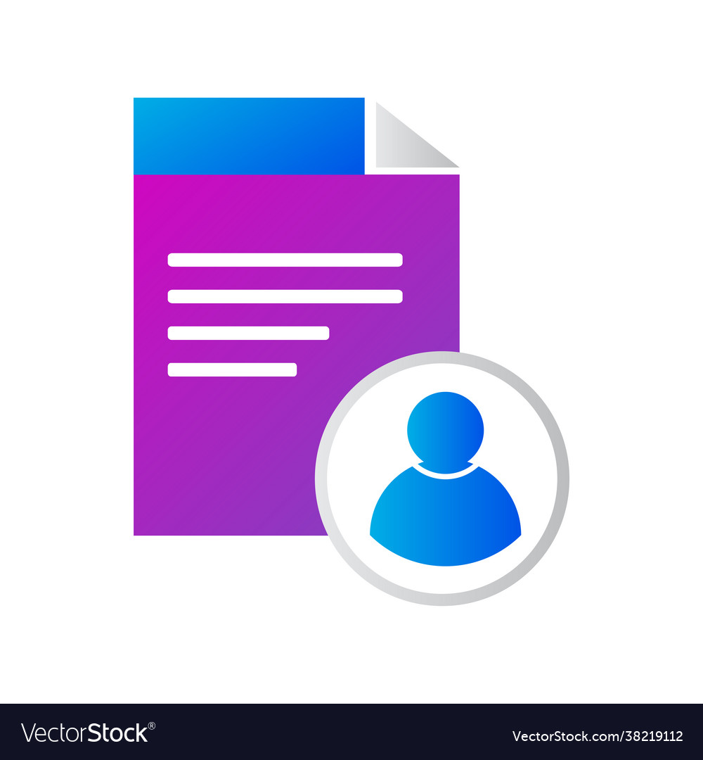 File icon with user profile gradient vector image File icon with user profile gradient