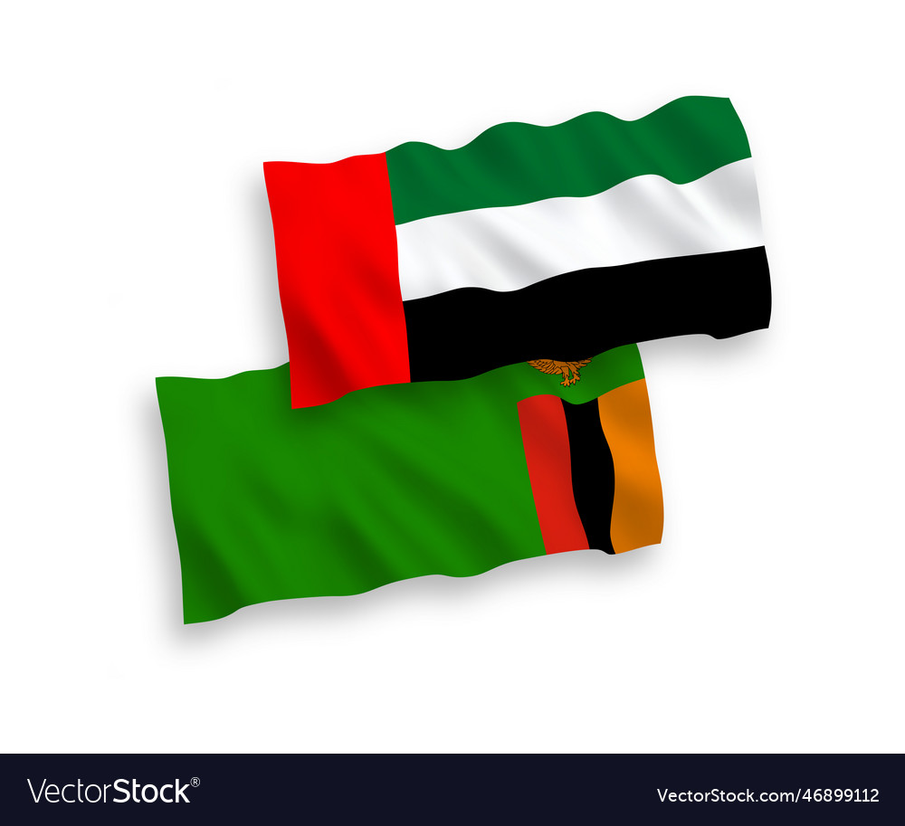 Flags of republic zambia and united arab Vector Image