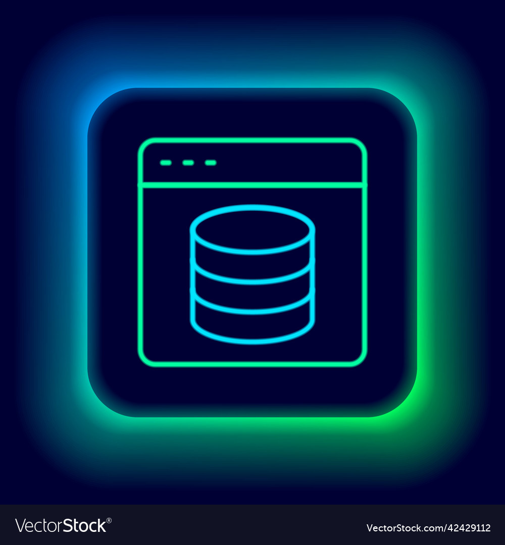Glowing neon line server data web hosting icon vector image Glowing neon line server data web hosting icon