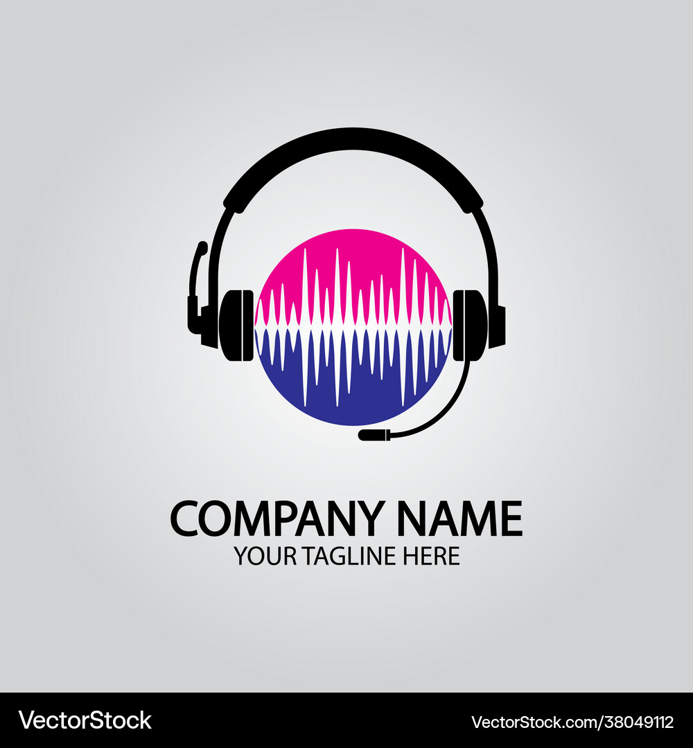 Headphone dj music studio recording soundwave Vector Image