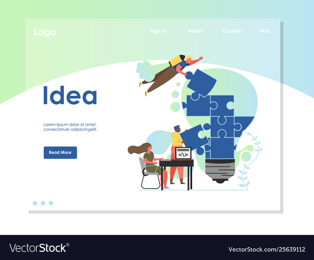 Idea website landing page design template vector image Idea website landing page design template