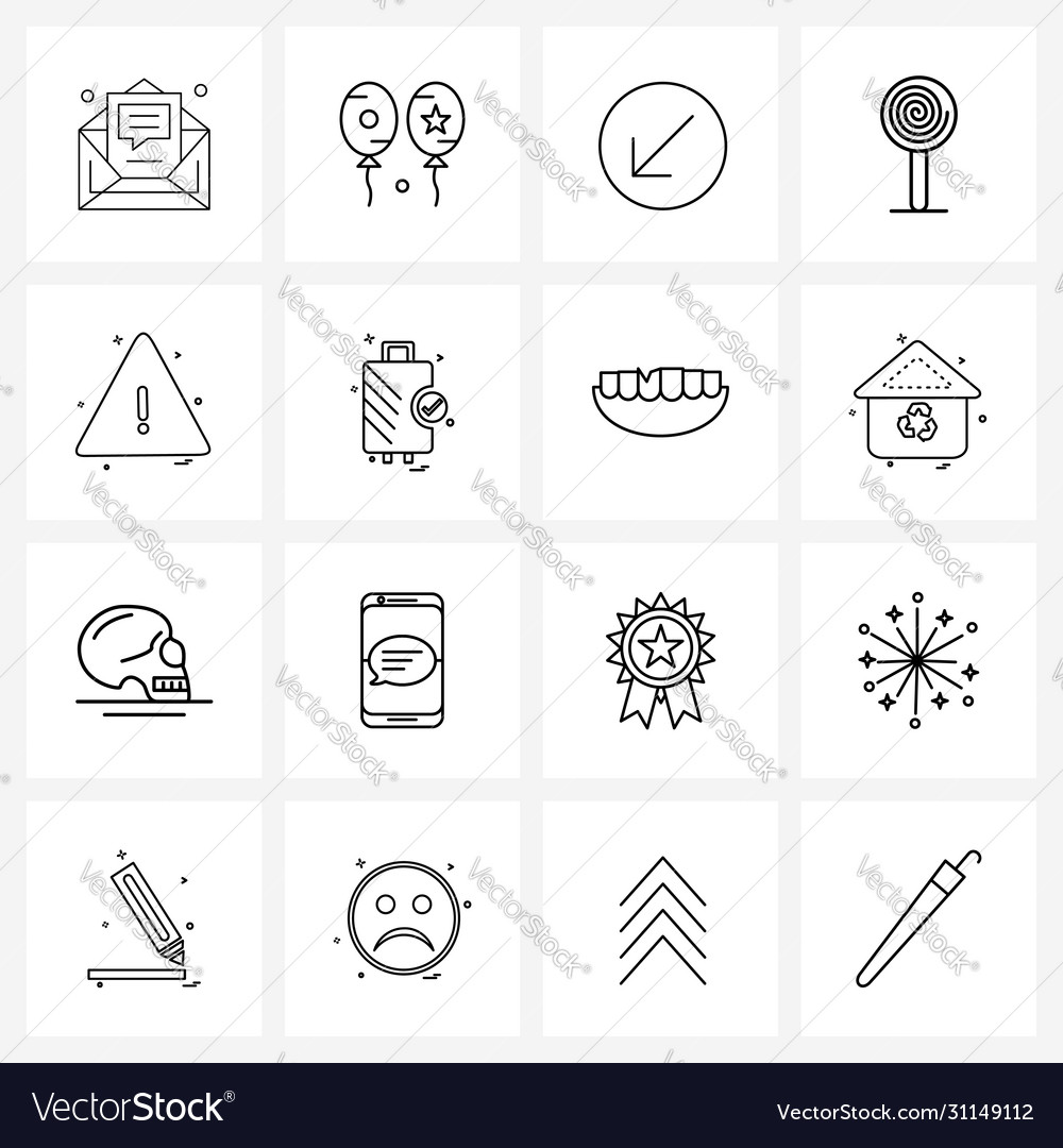 Isolated symbols set 16 simple line icons