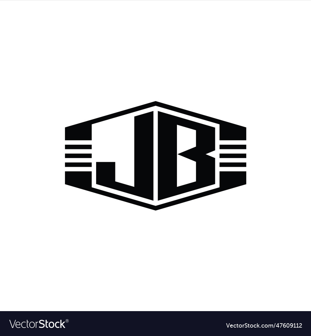 Jb Letter Logo Monogram Hexagon Emblem Shape Vector Image