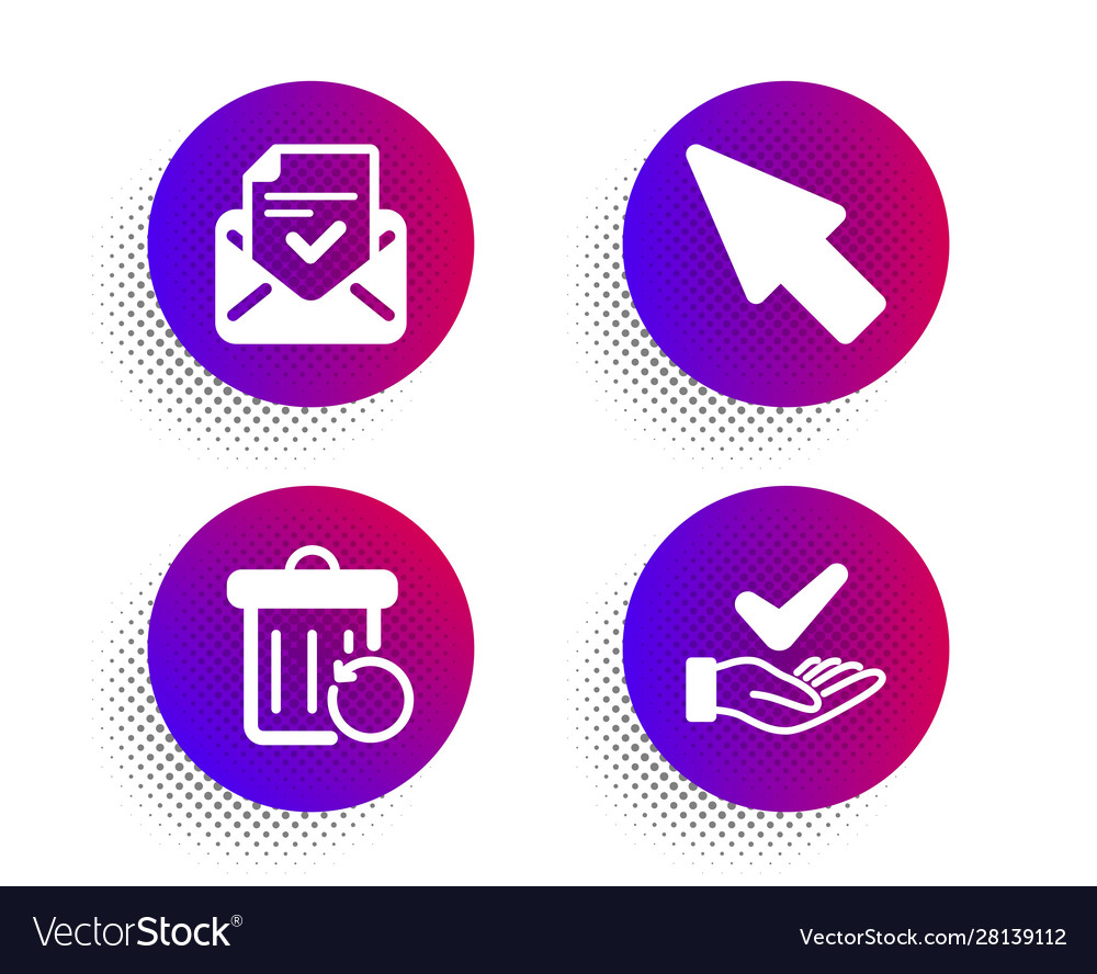 Mouse cursor approved mail and recovery trash vector image Mouse cursor approved mail and recovery trash