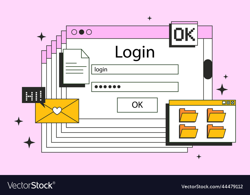 Retro ui and ux design vector image Retro ui and ux design
