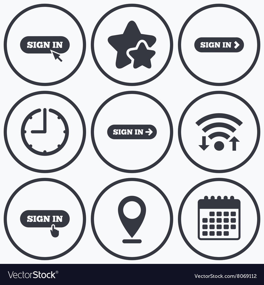 Sign in icons login with arrow hand pointer