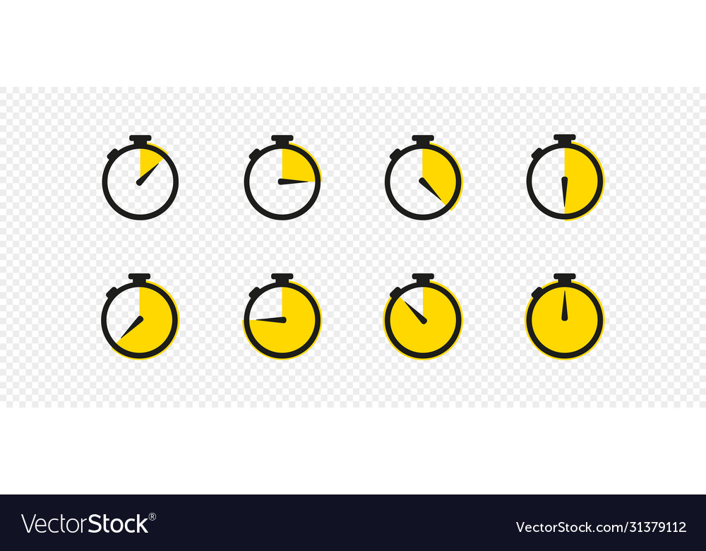 Stopwatch timer set icon flat design isolated sign