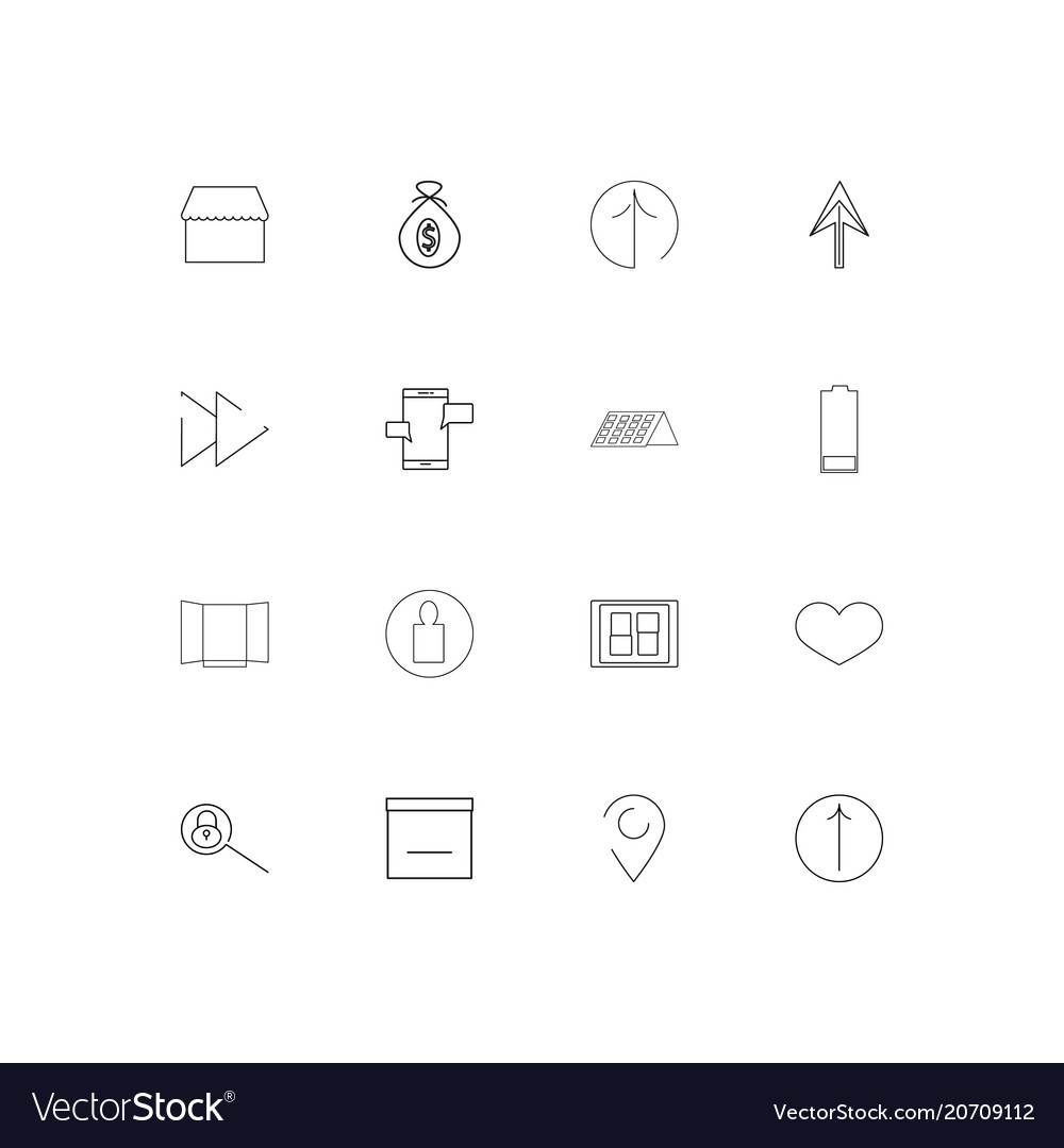 User interface simple linear icons set outlined
