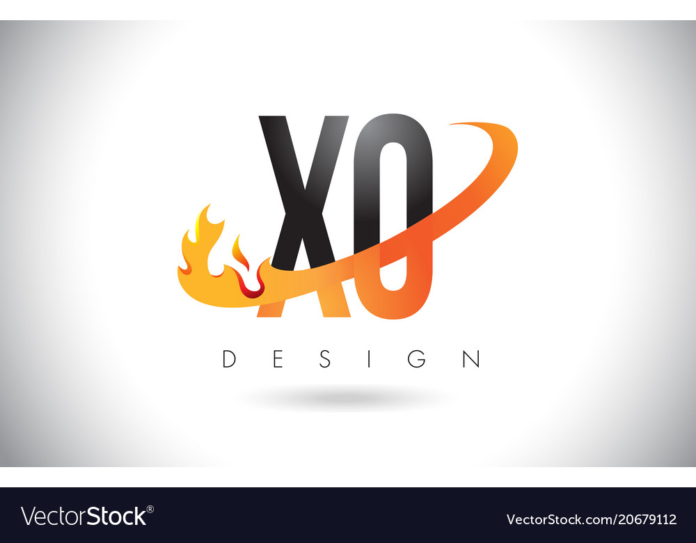 Xo x o letter logo with fire flames design