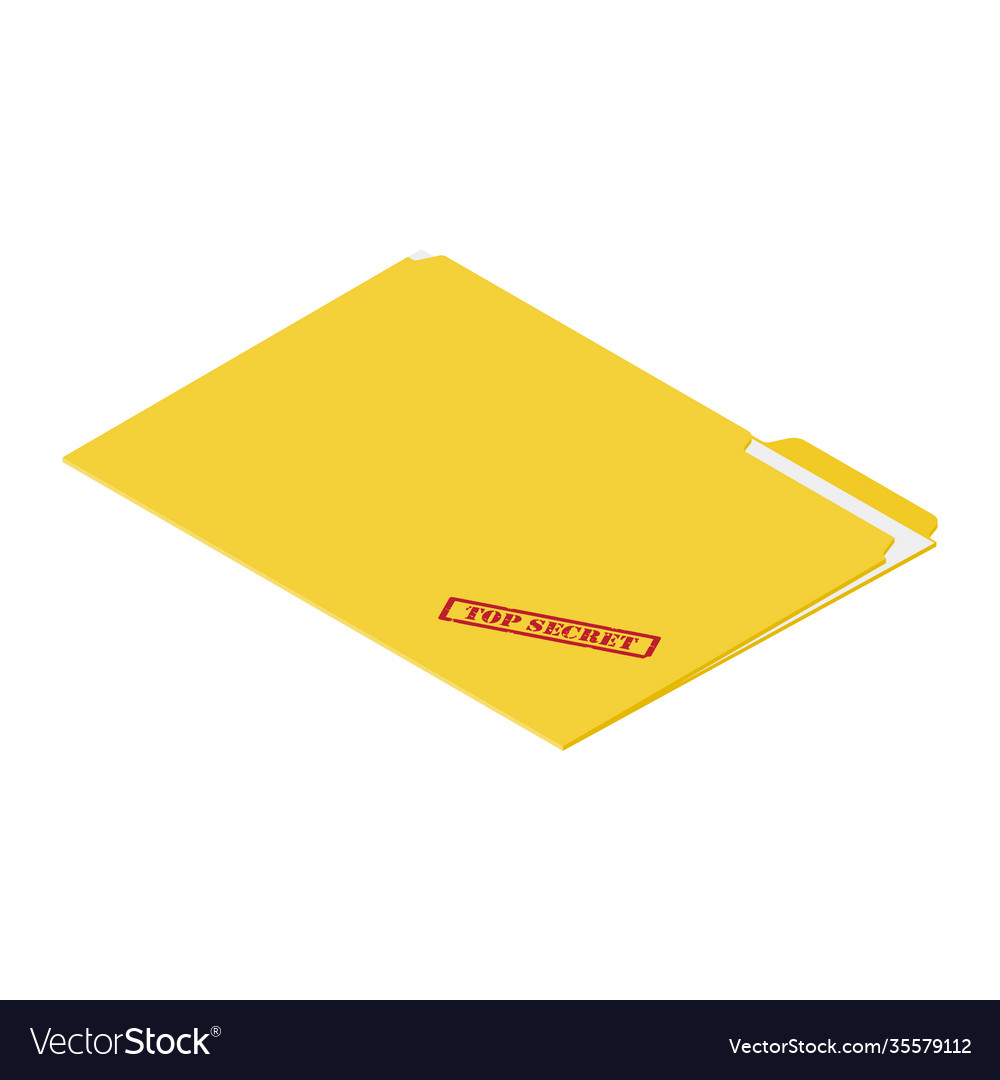 Yellow file folder isometric view isolated