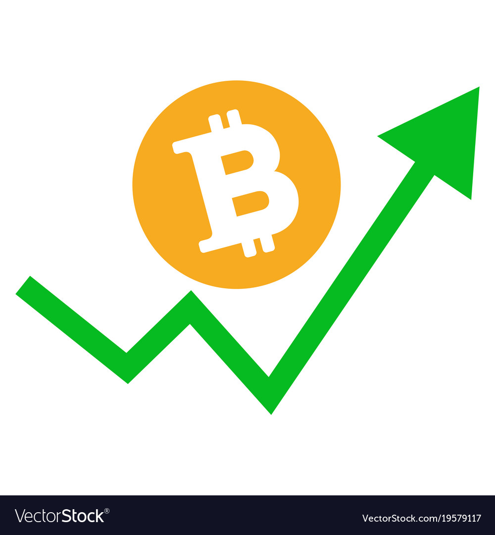 Bitcoin grow up trend flat icon