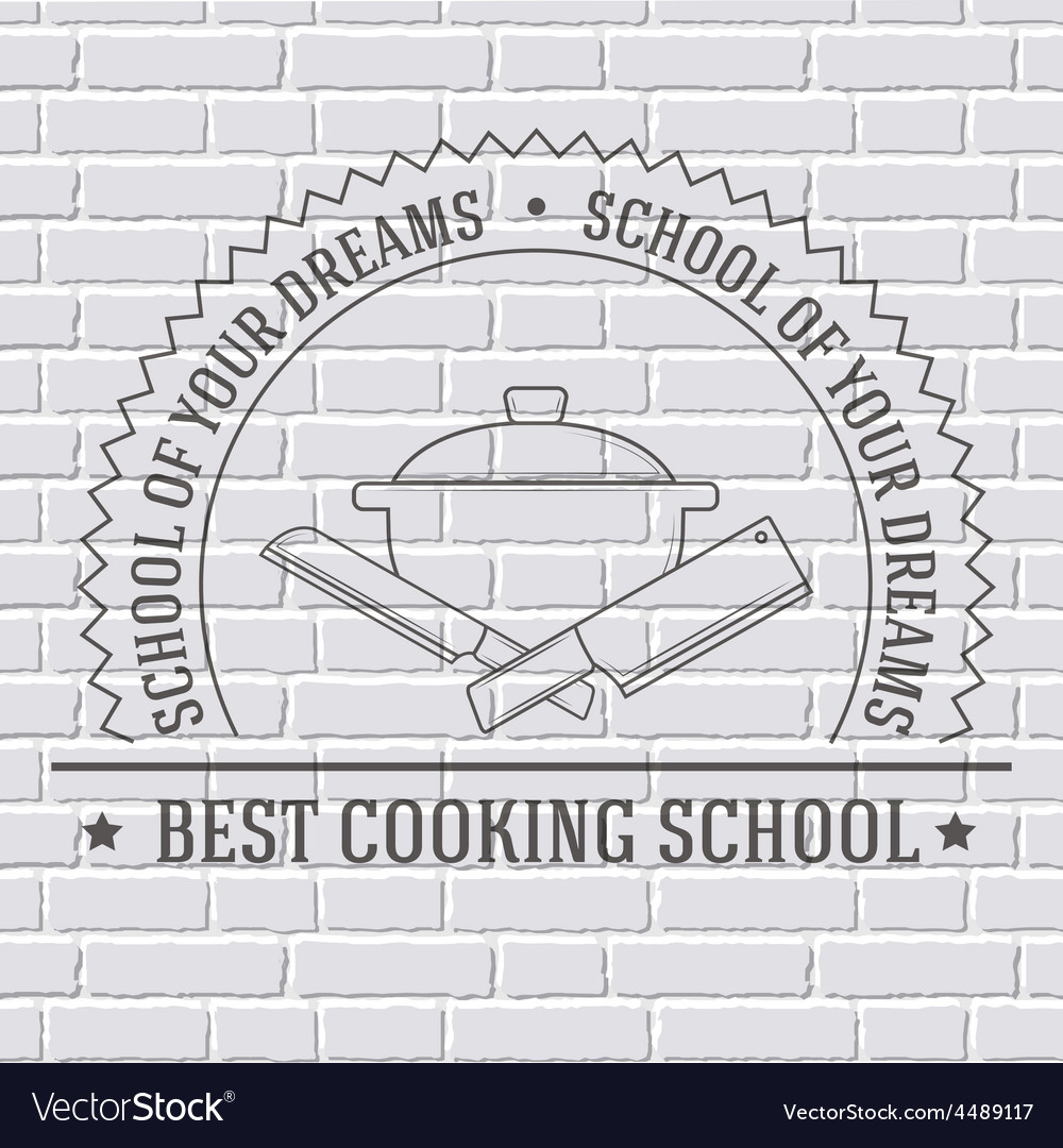 cooking logo or template on a white brick wall vector image