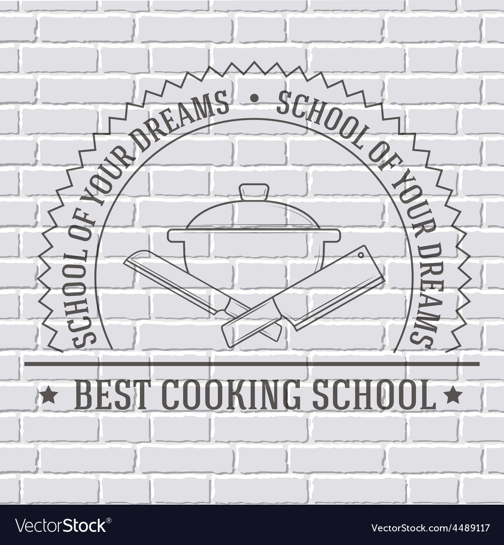 Cooking logo or template on a white brick wall