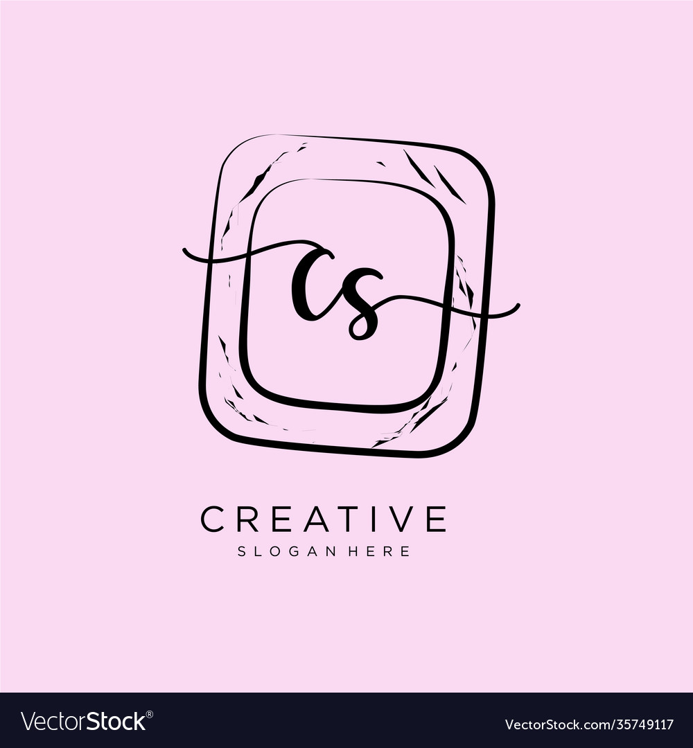 Cs initial handwriting logo template