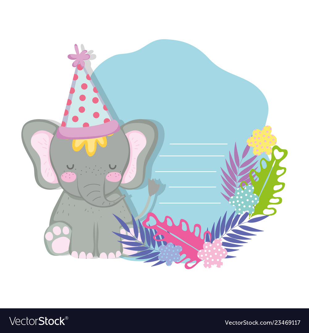 Cute and little elephant with party hat