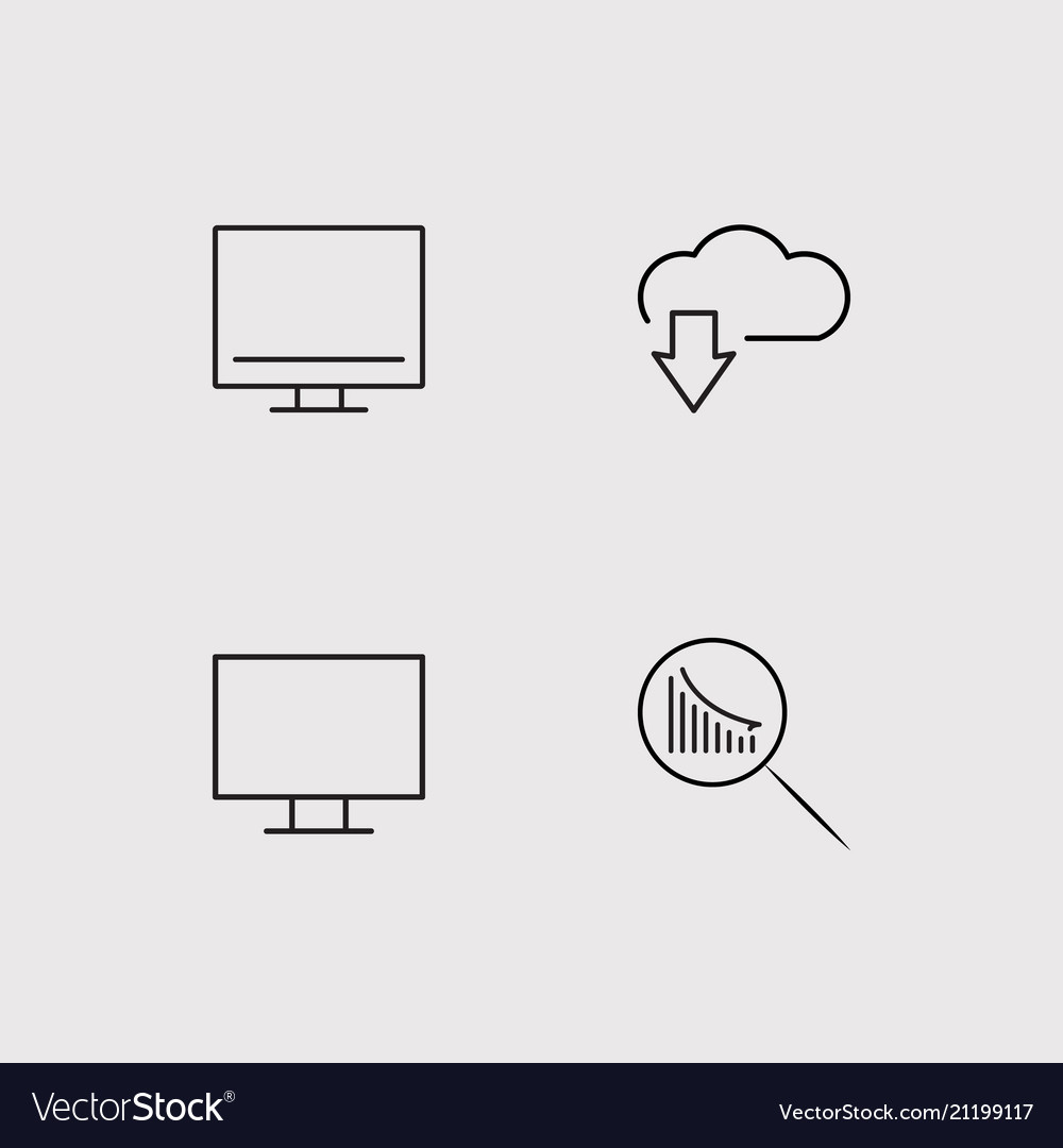 Data analytics simple linear icons set outlined