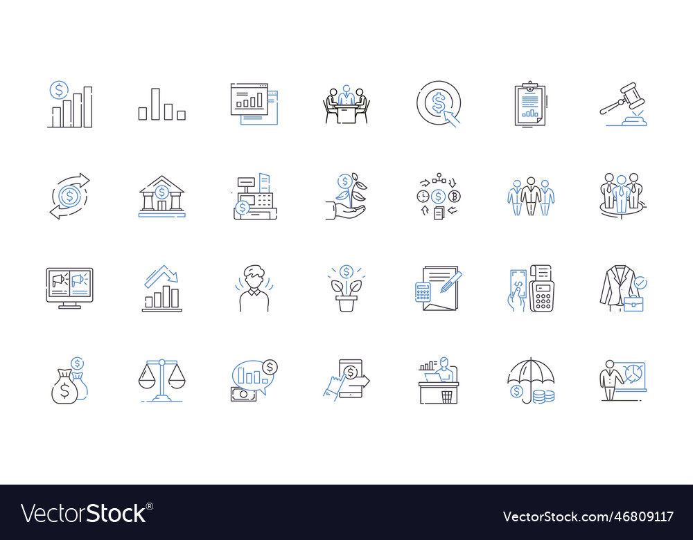 Financial audit line icons collection compliance Vector Image