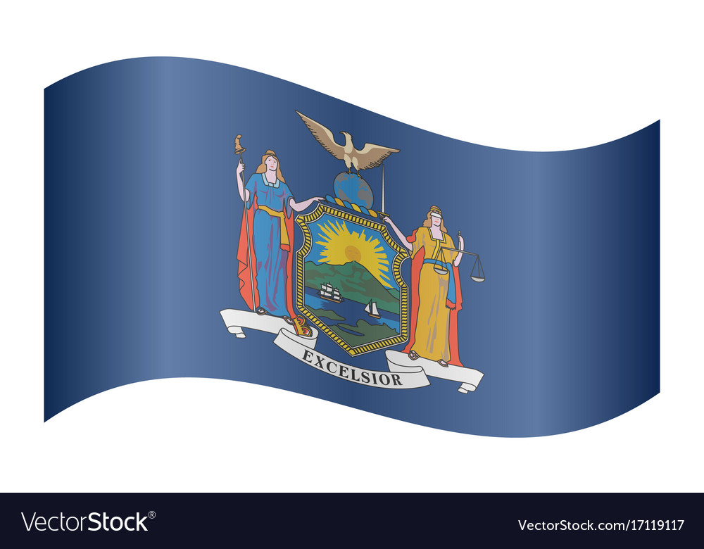 Flag of new york state waving on white background