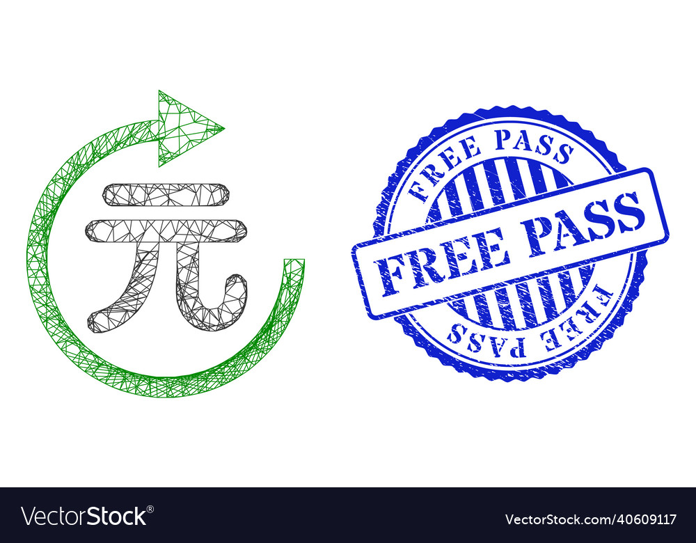 Grunge free pass seal and net yuan repay web mesh vector image Grunge free pass seal and net yuan repay web mesh