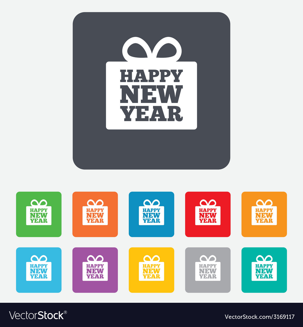 Happy new year gift sign icon present symbol