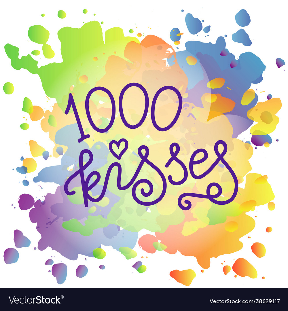 Moderne Kalligraphie Schrift 1000 Kuss vector image Moderne Kalligraphie Schrift 1000 Kuss