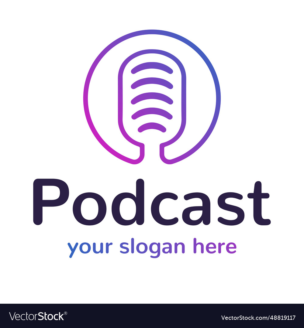 Podcast logo outline style color gradient isolated