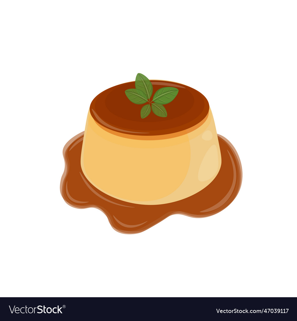 Purin with caramel sauce Royalty Free Vector Image