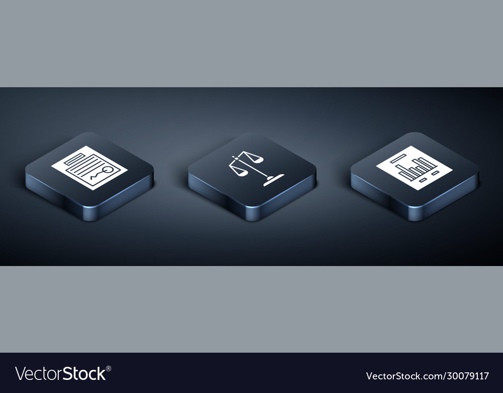 Set isometric filled form document with graph vector image Set isometric filled form document with graph