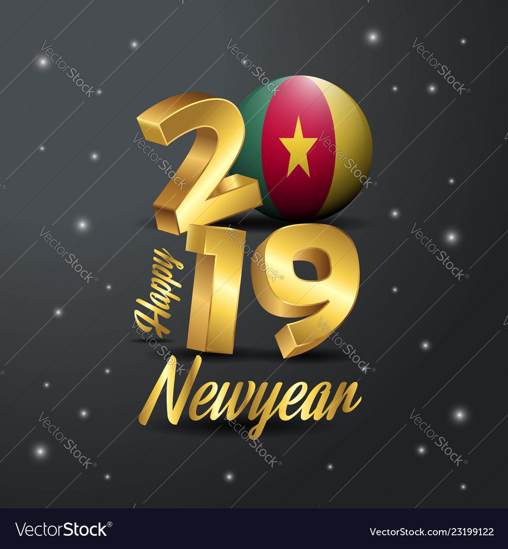 2019 happy new year cameroon flag typography