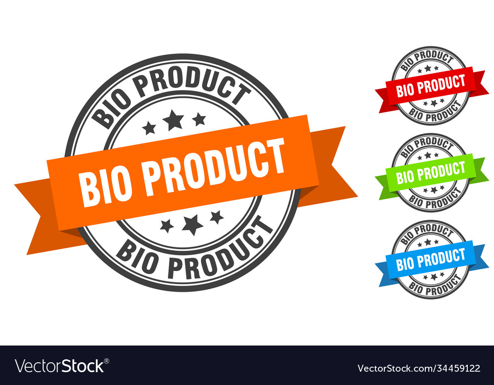 Bio product stamp round band sign set label