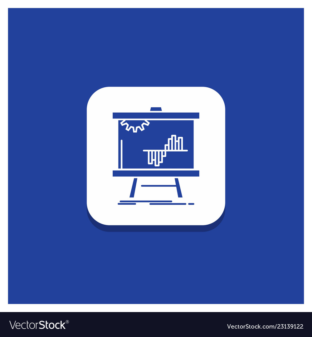 Blue round button for business chart data graph vector image Blue round button for business chart data graph