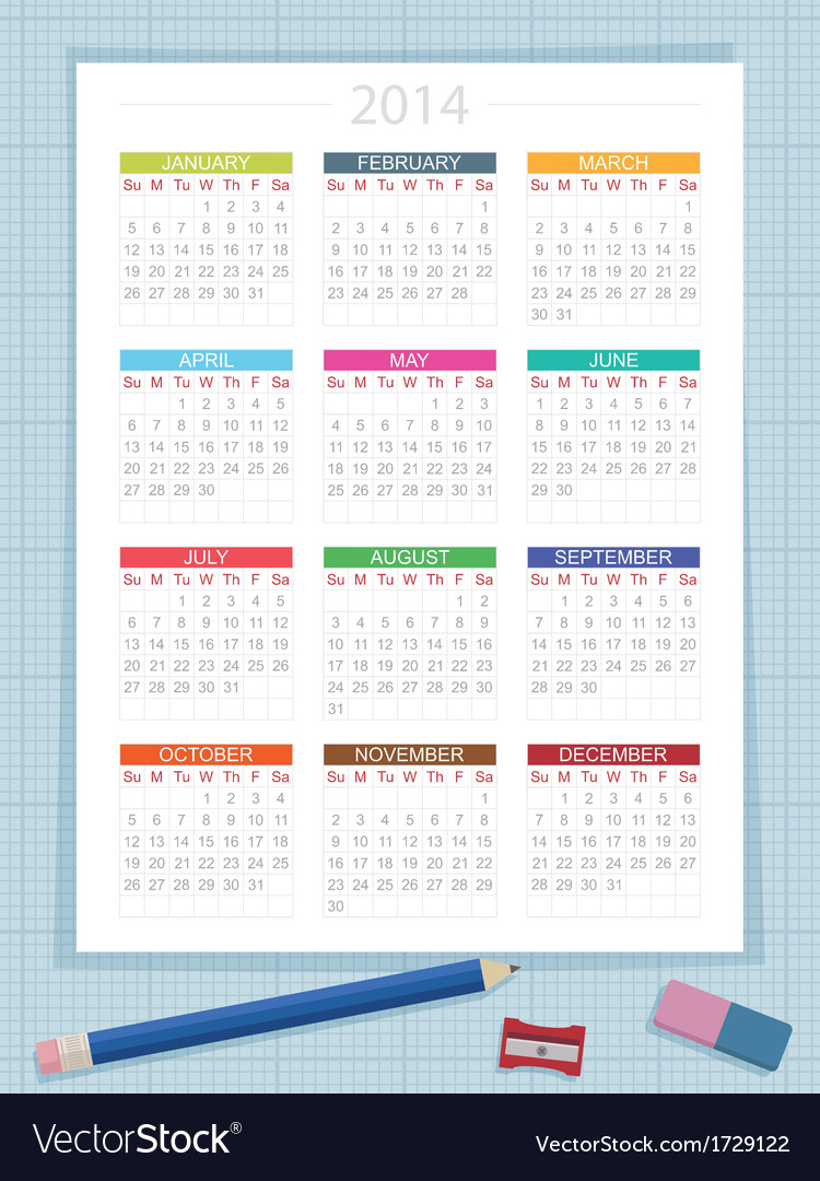 Calendar for 2014 Royalty Free Vector Image - VectorStock