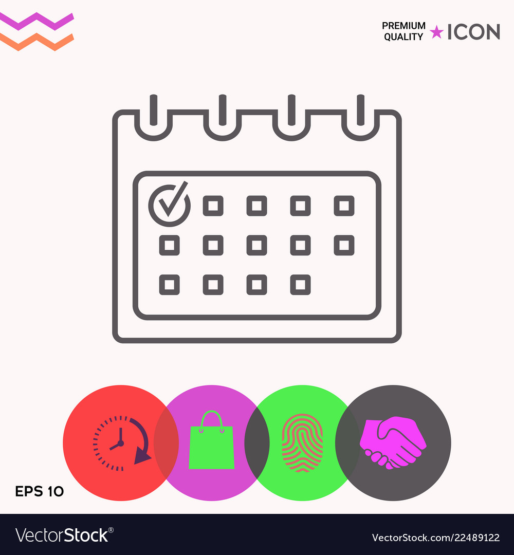 Calendar with check mark- line icon vector image Calendar with check mark- line icon