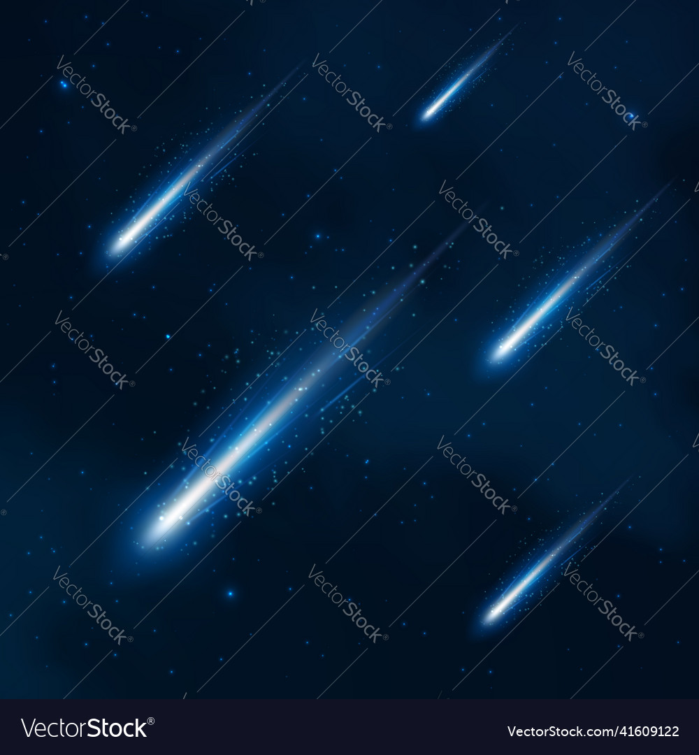 Comet shower in the starry sky abstract background