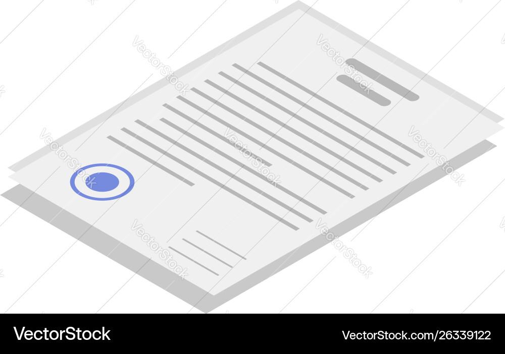 Document papers icon isometric style Royalty Free Vector