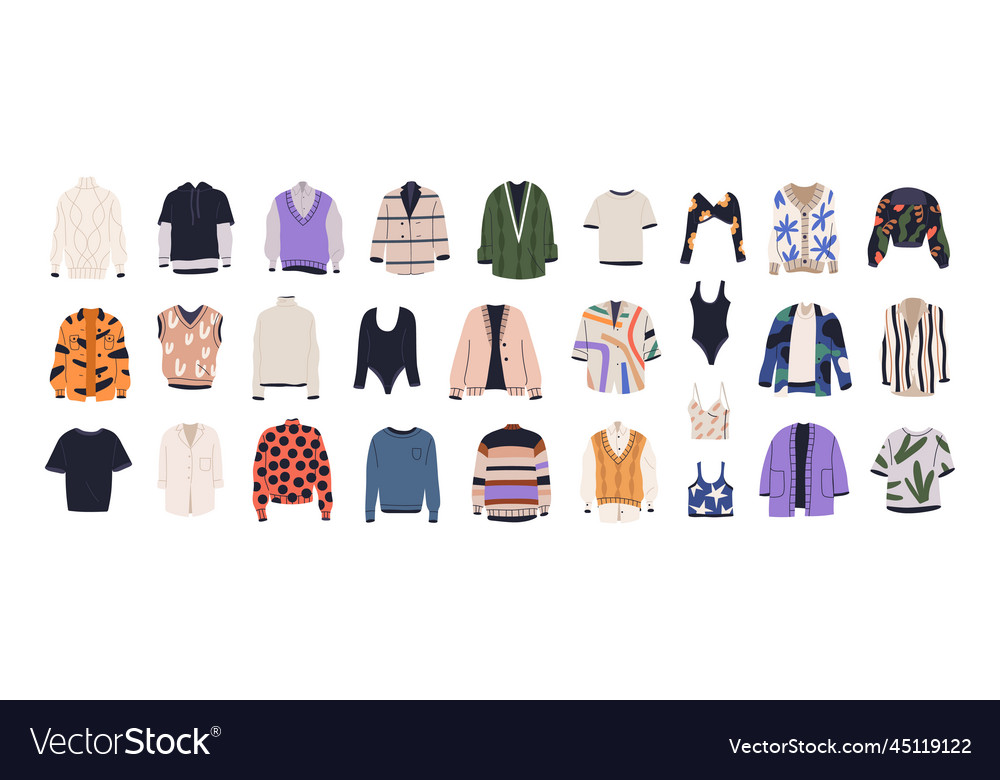 Mode Hemden Tshirts Cardigans Blusen Set vector image Mode Hemden Tshirts Cardigans Blusen Set