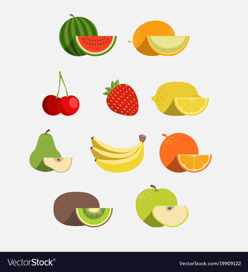 Fruit Icon Set Royalty Free Vector Image Vectorstock 9457